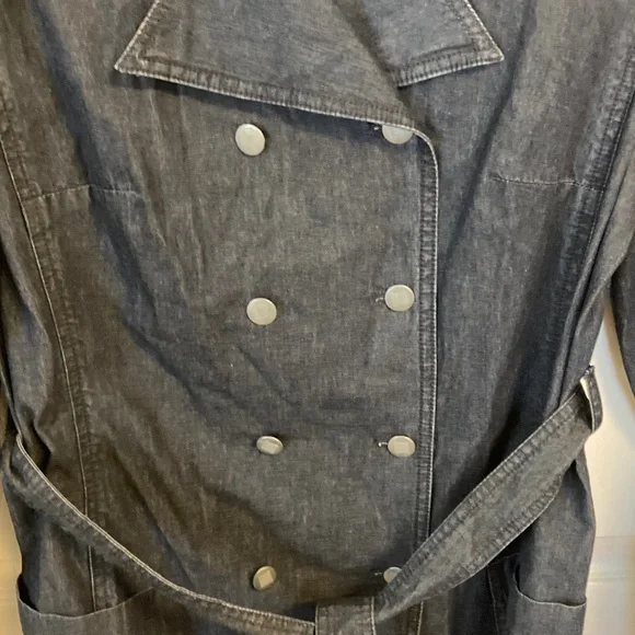 Talbots Double-Breasted Denim Trench Coat - Picture 3 of 7